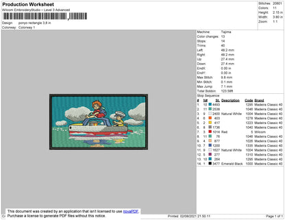 Ponyo Rectangle Embroidery File 4 size