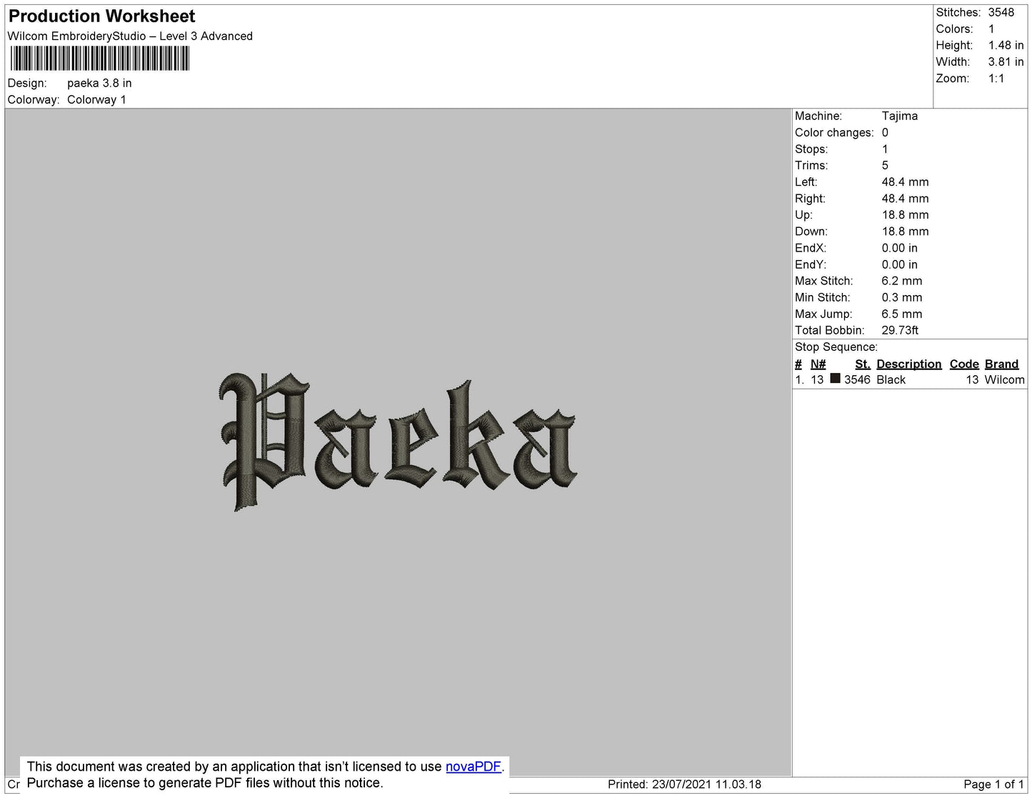 Paeka Embroidery File 4 size