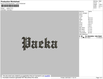 Paeka Embroidery File 4 size