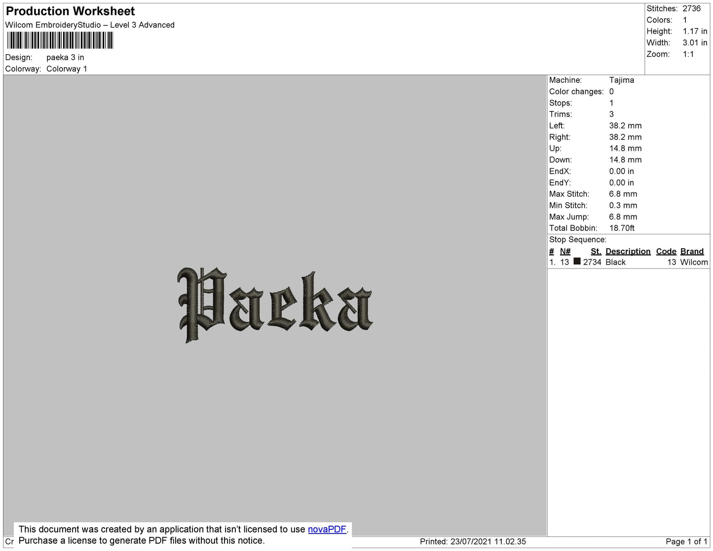 Paeka Embroidery File 4 size