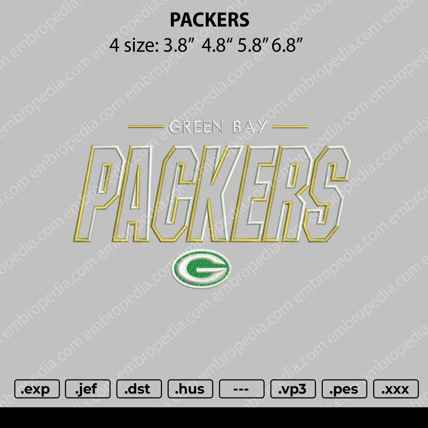 Packers Embroidery File 4 size