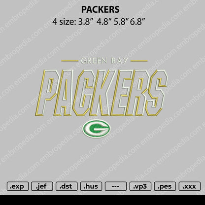 Packers Embroidery File 4 size