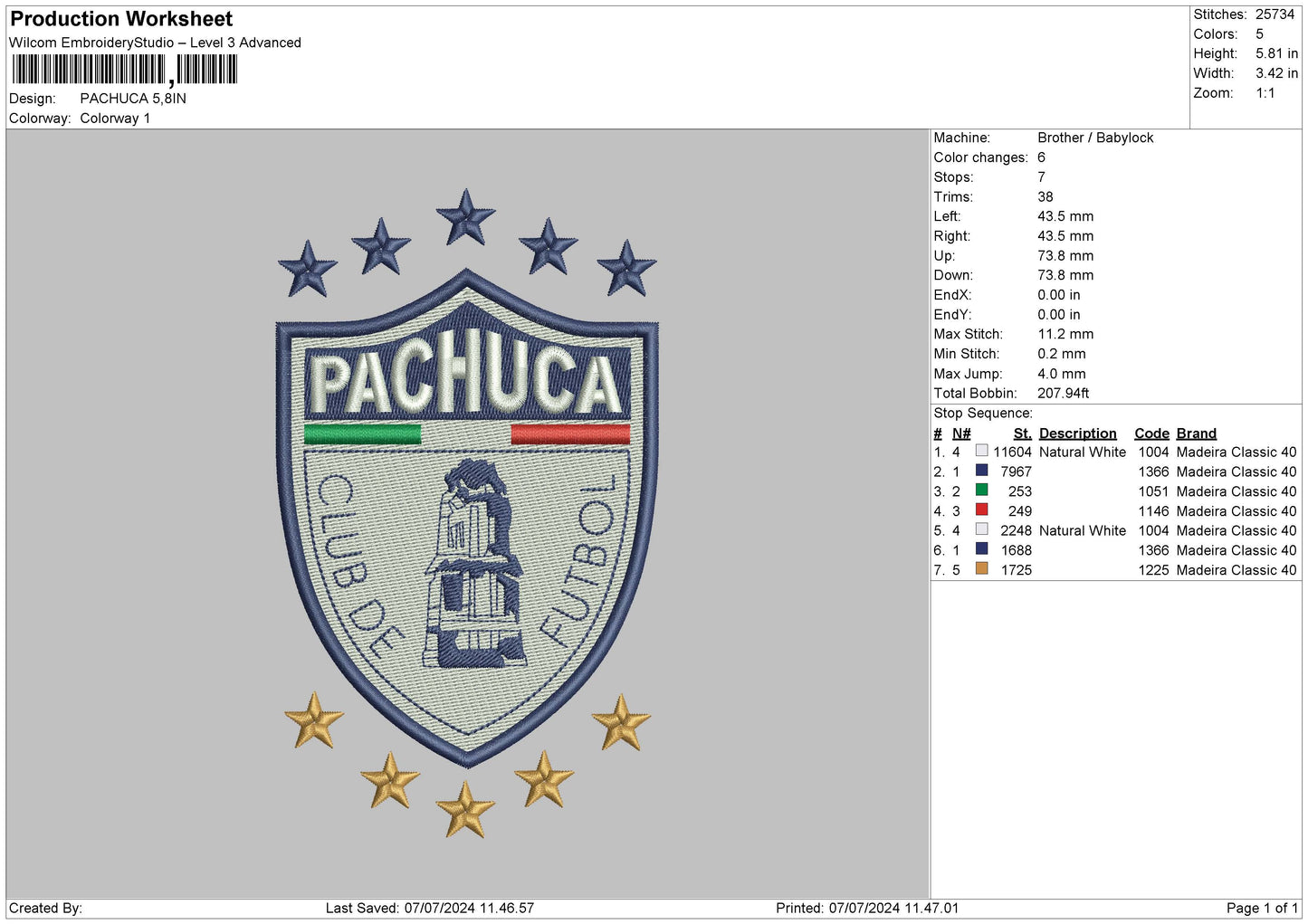 Pachuca Embroidery File 6 sizes