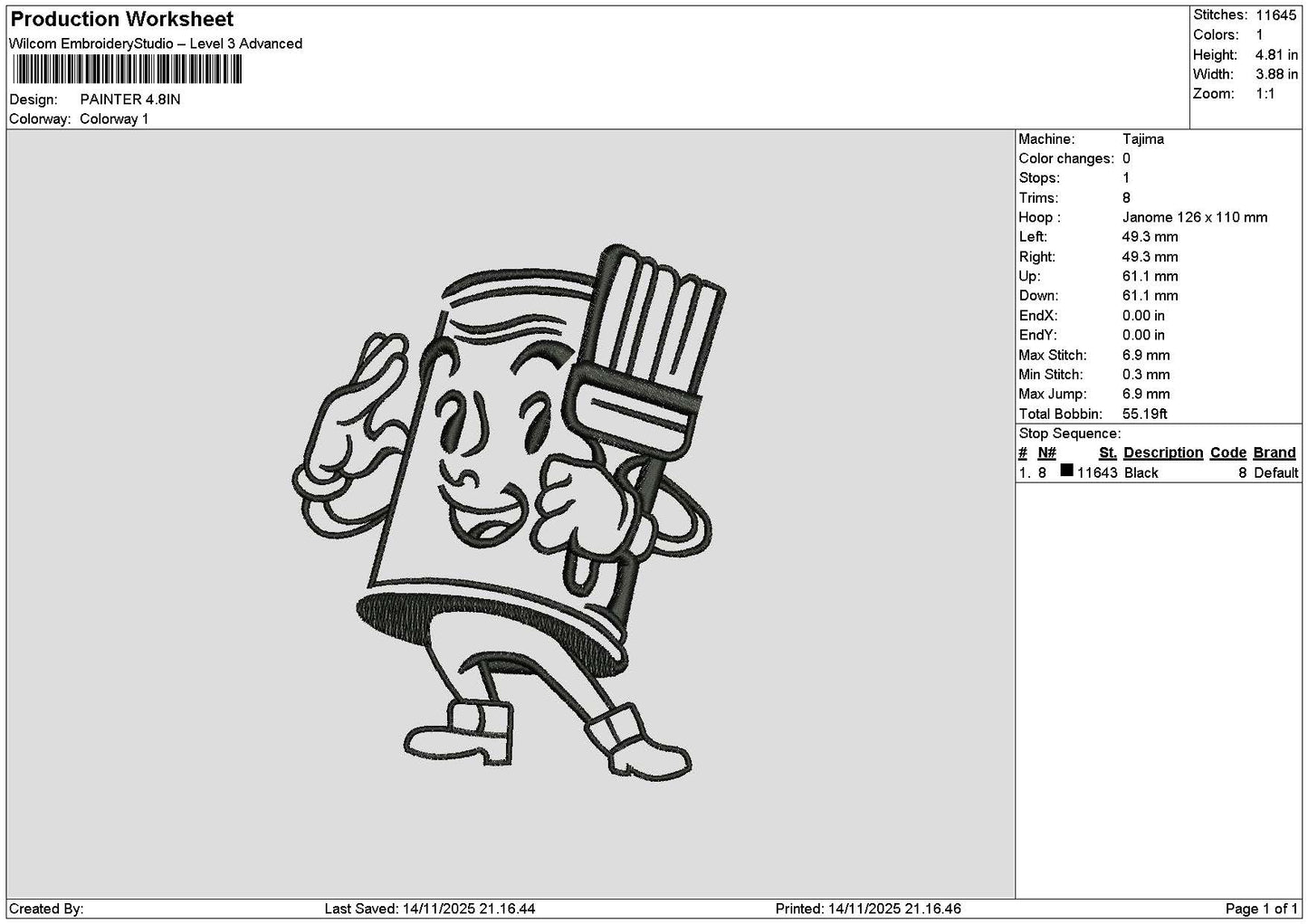 Painterline Embroidery File 6 sizes
