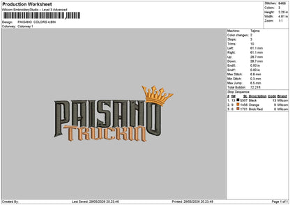 Paisanotext Embroidery File 6 sizes