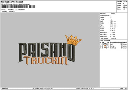 Paisanotext Embroidery File 6 sizes