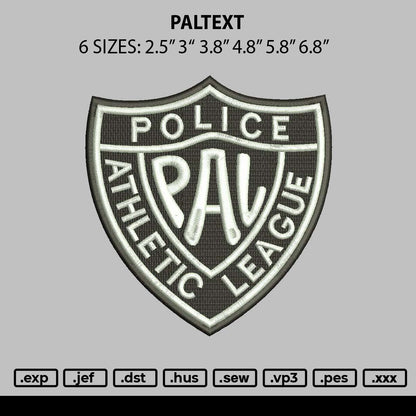 Paltext Embroidery File 6 sizes