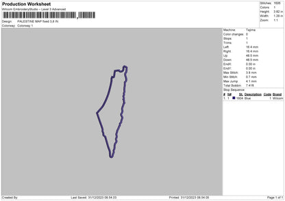 Palestine Map Embroidery File 6 sizes
