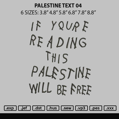 Palestine Text 04 Embroidery File 6 sizes