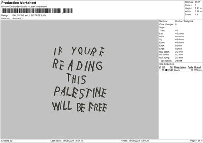Palestine Text 04 Embroidery File 6 sizes