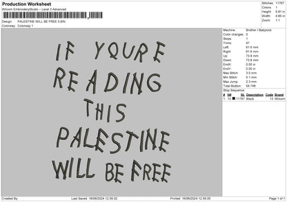 Palestine Text 04 Embroidery File 6 sizes