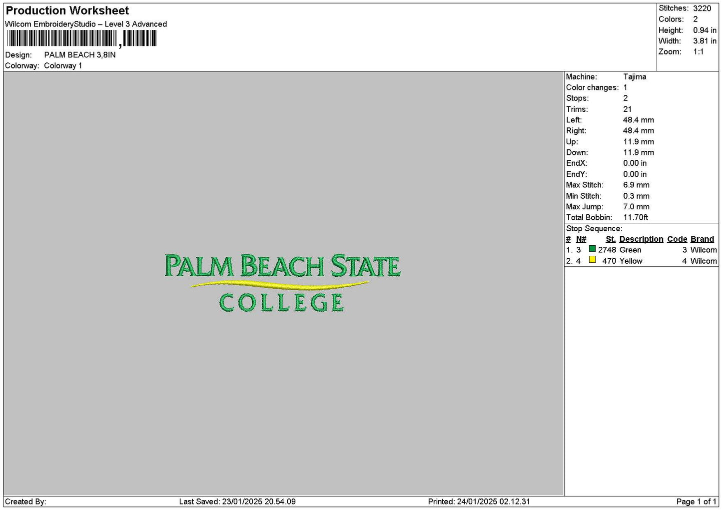 Palmtext 01 Embroidery File 6 sizes