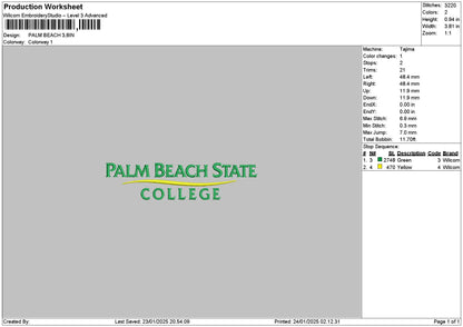 Palmtext 01 Embroidery File 6 sizes