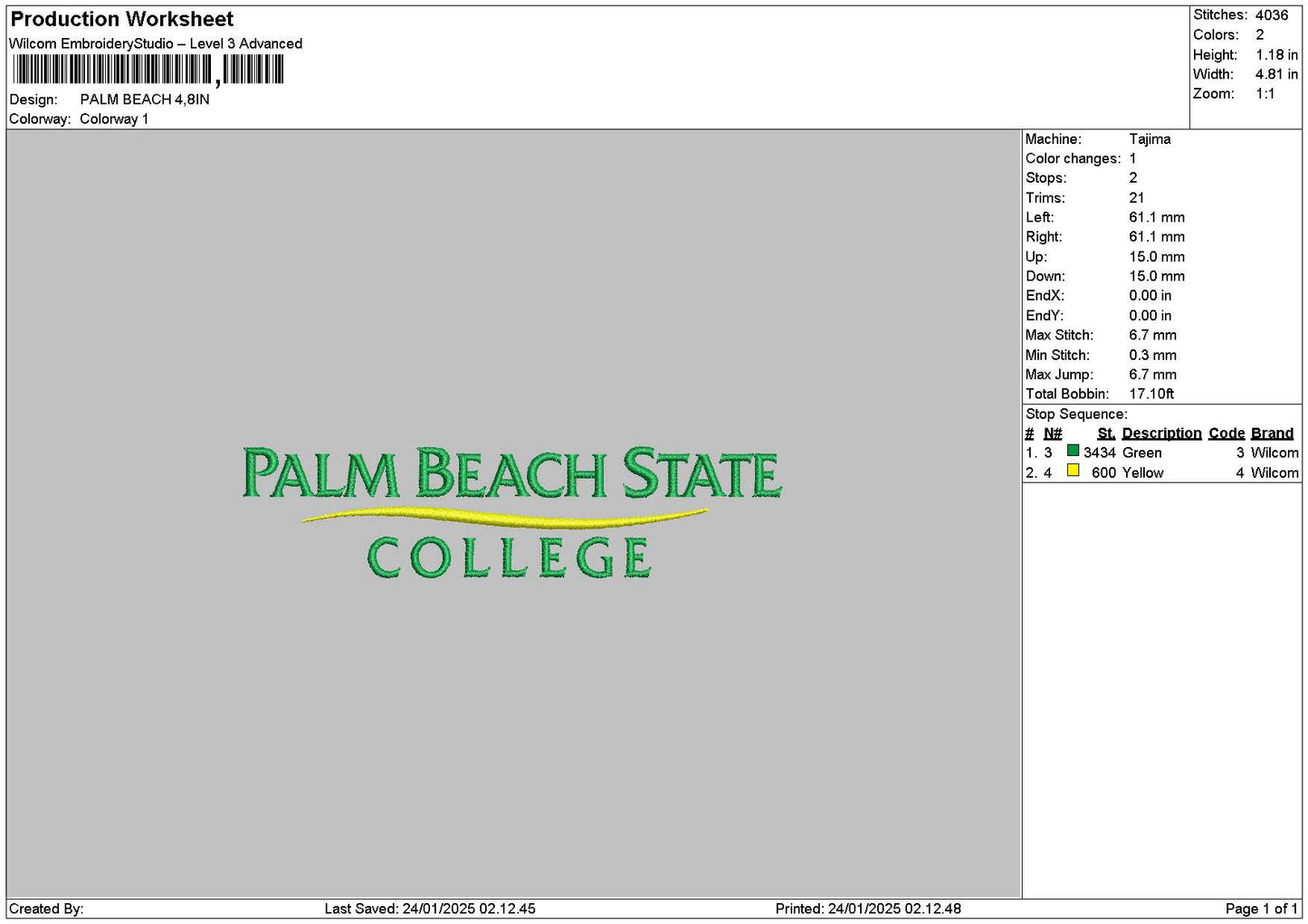 Palmtext 01 Embroidery File 6 sizes