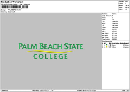 Palmtext 01 Embroidery File 6 sizes