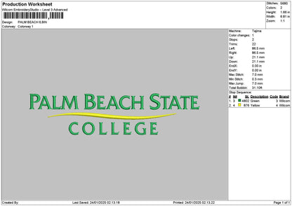Palmtext 01 Embroidery File 6 sizes
