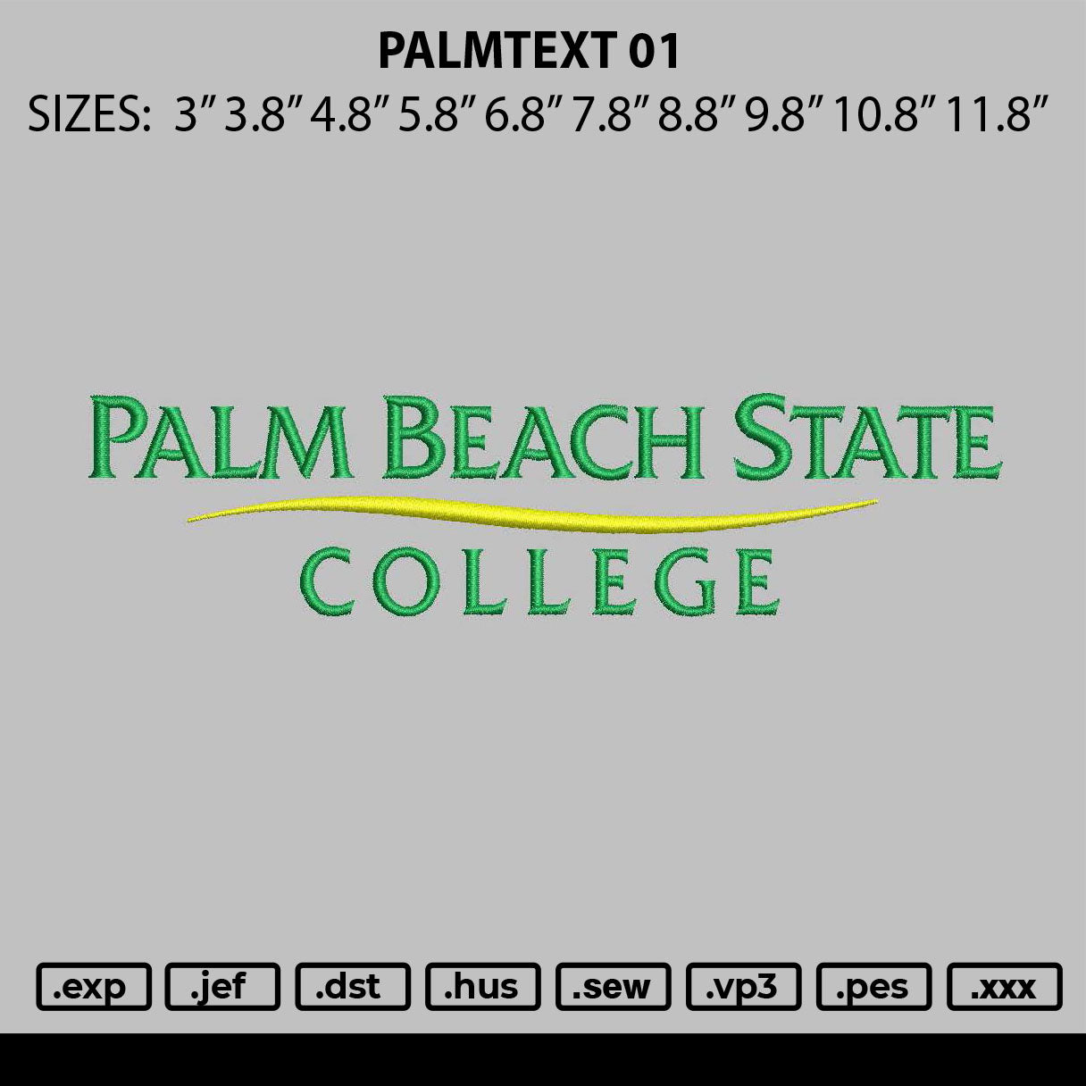 Palmtext 01 Embroidery File 6 sizes