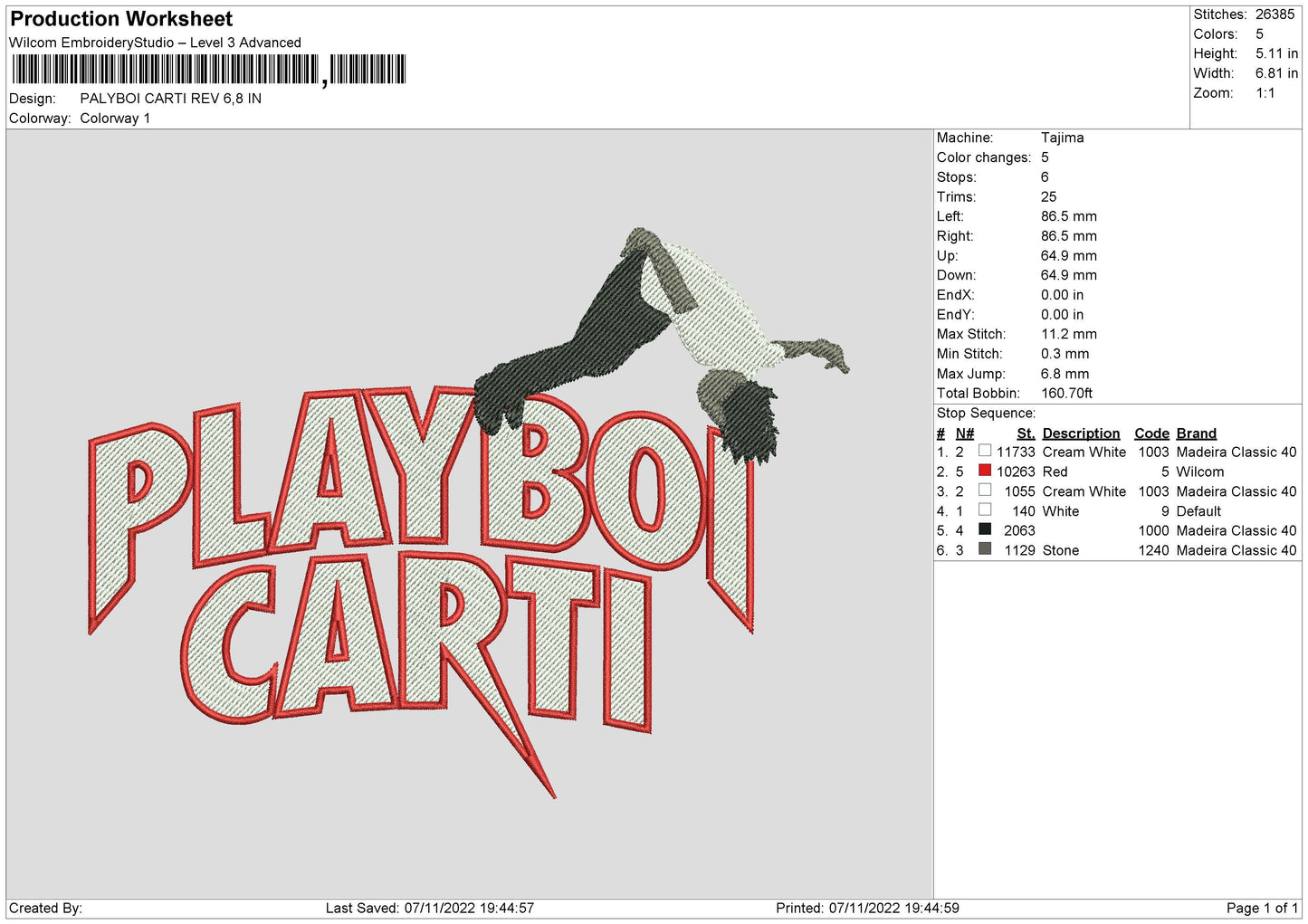 Playboi Carti Text Embroidery File 6 sizes