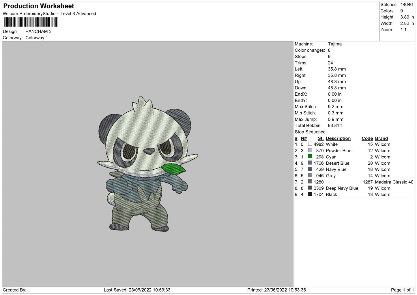 Panchman Embroidery File 4 size