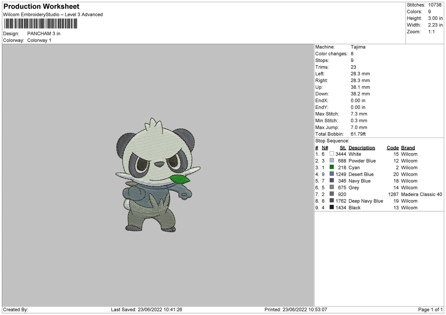 Panchman Embroidery File 4 size
