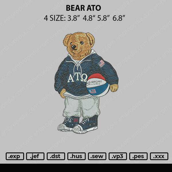 Bear ATO Embroidery File 4 size