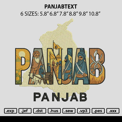 Panjabtext Embroidery File 6 sizes