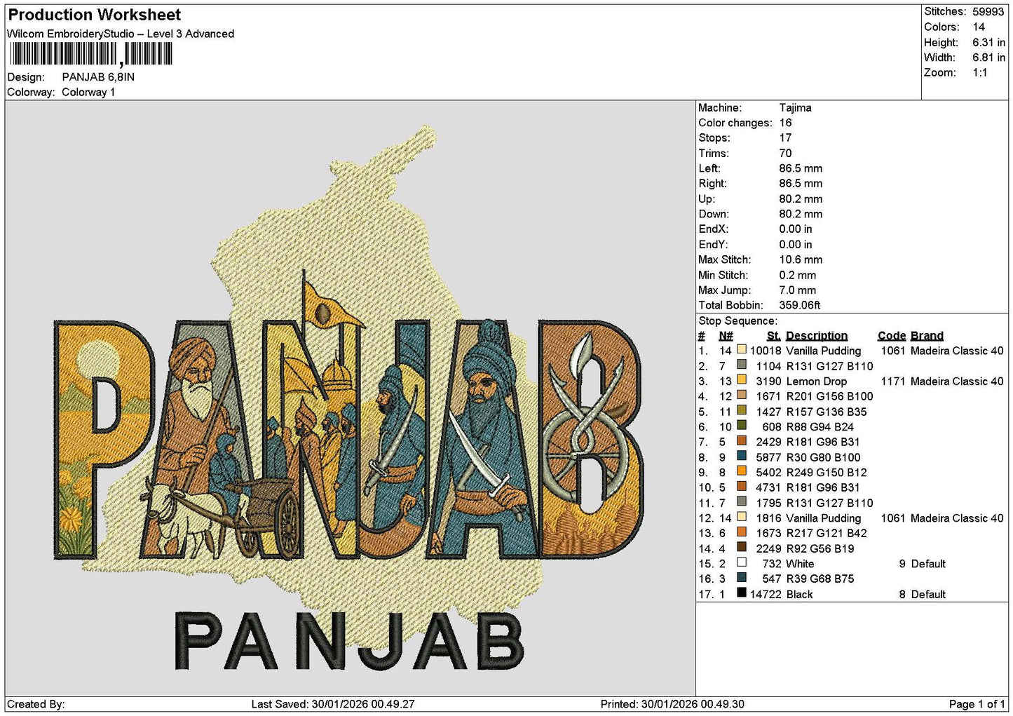 Panjabtext Embroidery File 6 sizes