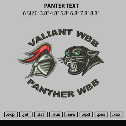 Panter Text Embroidery File 6 sizes