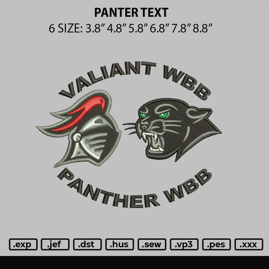 Panter Text Embroidery File 6 sizes