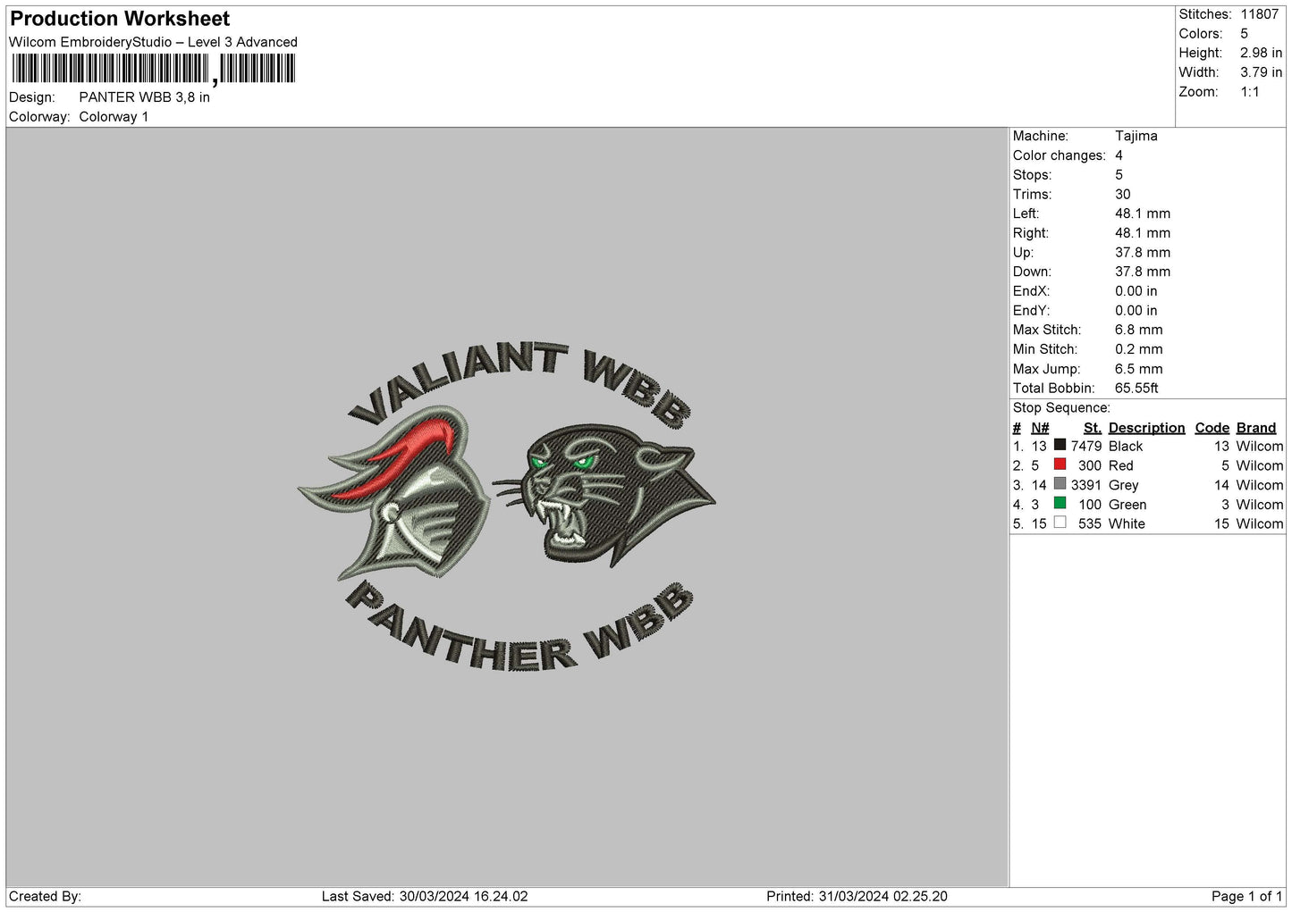 Panter Text Embroidery File 6 sizes