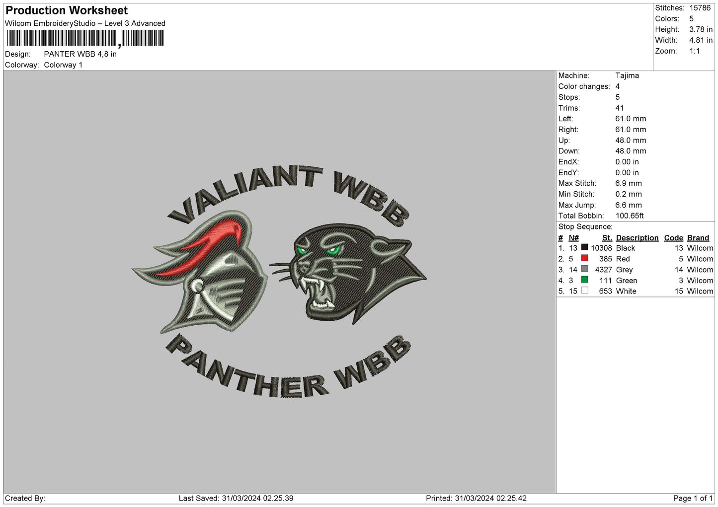 Panter Text Embroidery File 6 sizes