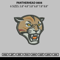 Pantherhead 0808 Embroidery File 6 sizes