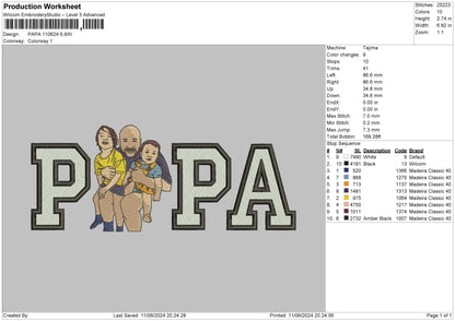 Papa 1106 Embroidery File 6 sizes