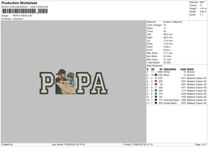 Papa 3105 Embroidery File 6 sizes