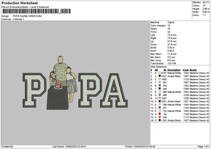 Papa Photoflat 1406 Embroidery File 6 sizes