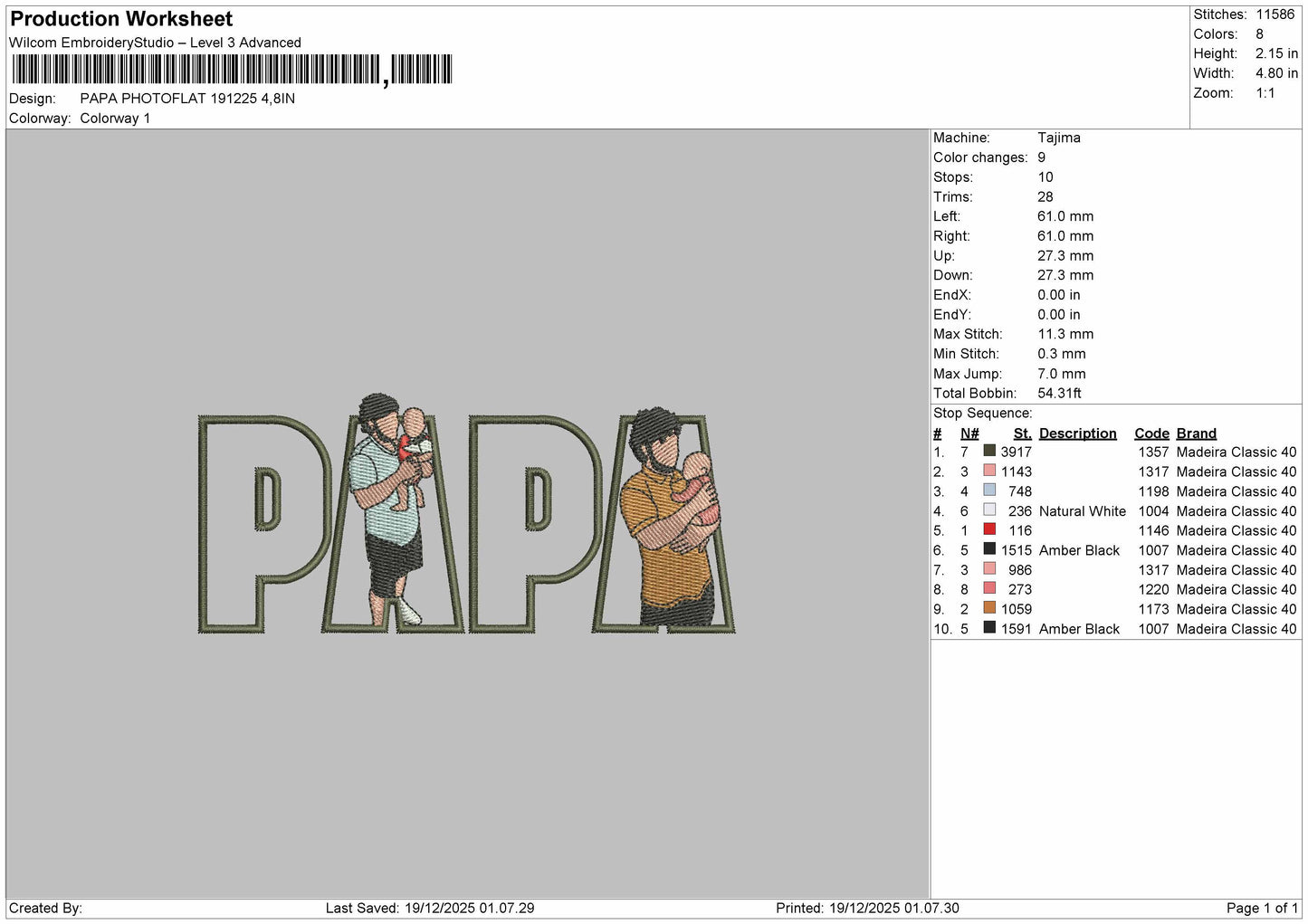 Papa PhotoFLAT 191225 Embroidery File
