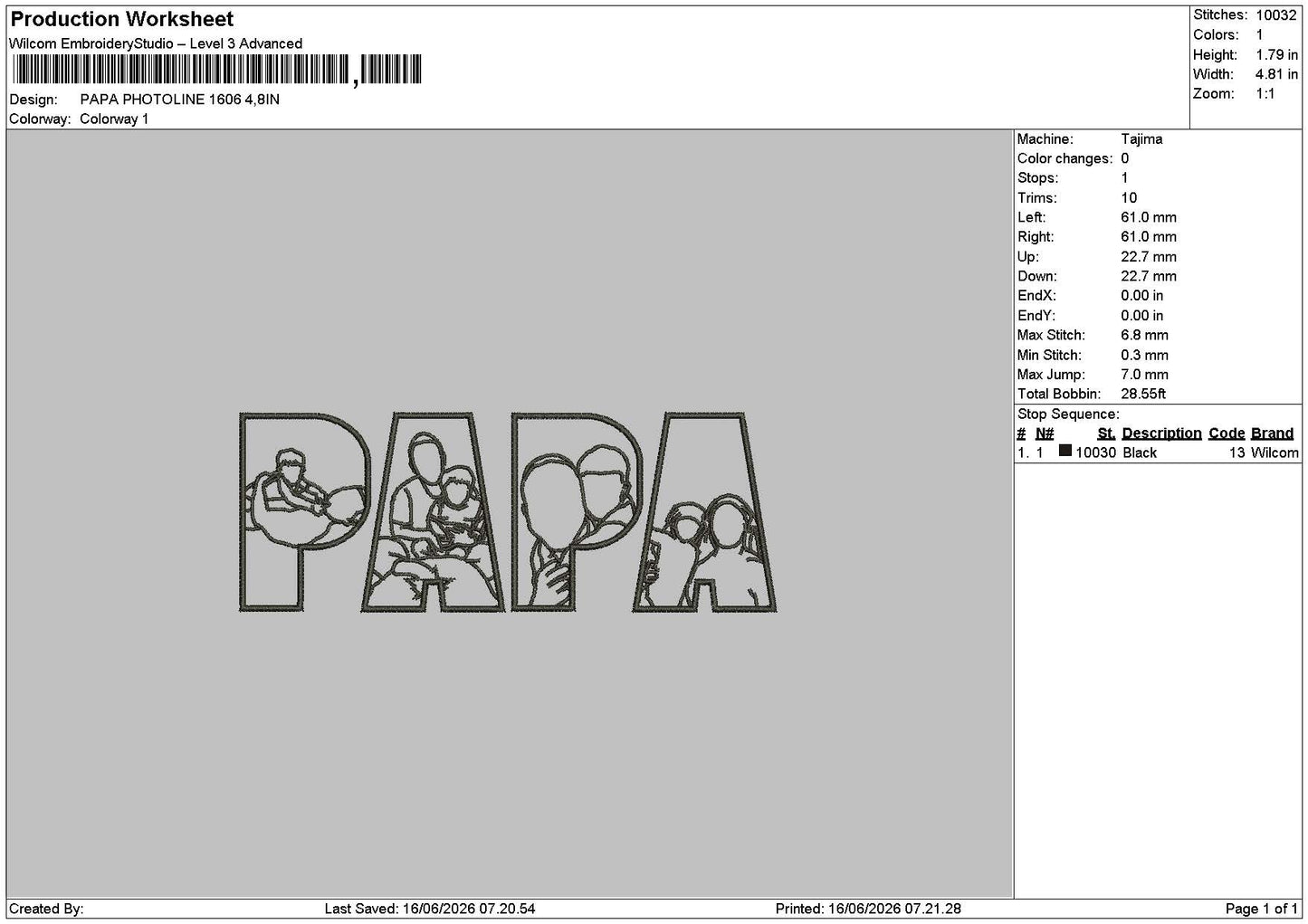 PAPA PHOTOLINE 0606 Embroidery Machine Design File