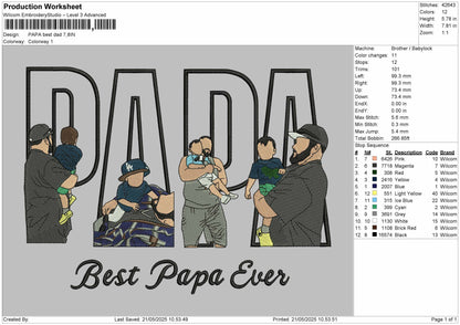 PAPA Photo Best Dad ever  Embroidery File