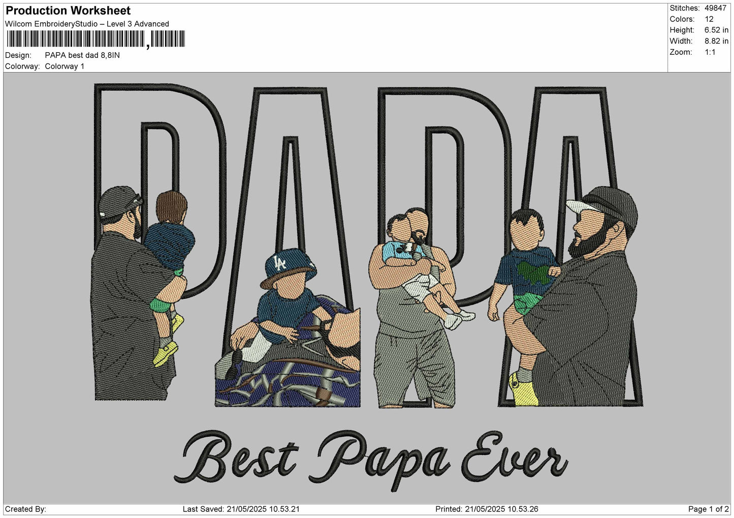 PAPA Photo Best Dad ever  Embroidery File