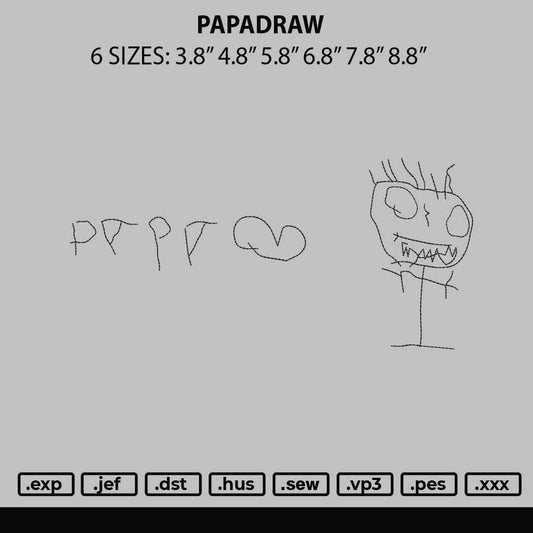 Papadraw Embroidery File 6 sizes