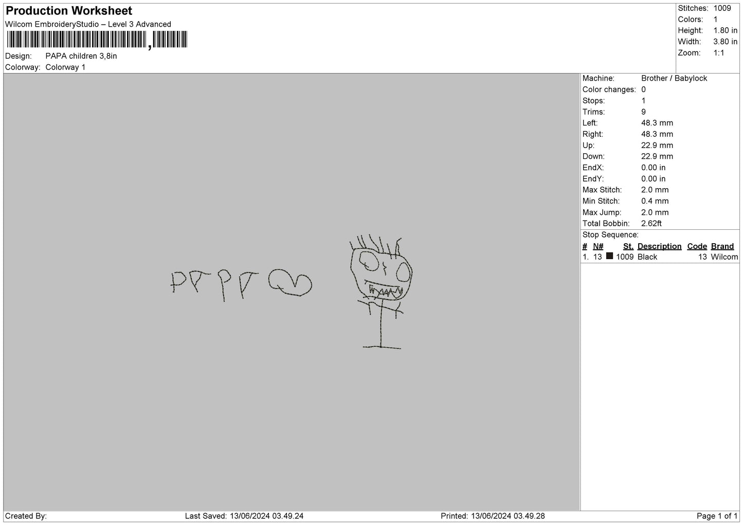Papadraw Embroidery File 6 sizes