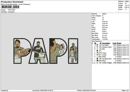 Papi Photo 2005 Embroidery Machine Design File 6 sizes