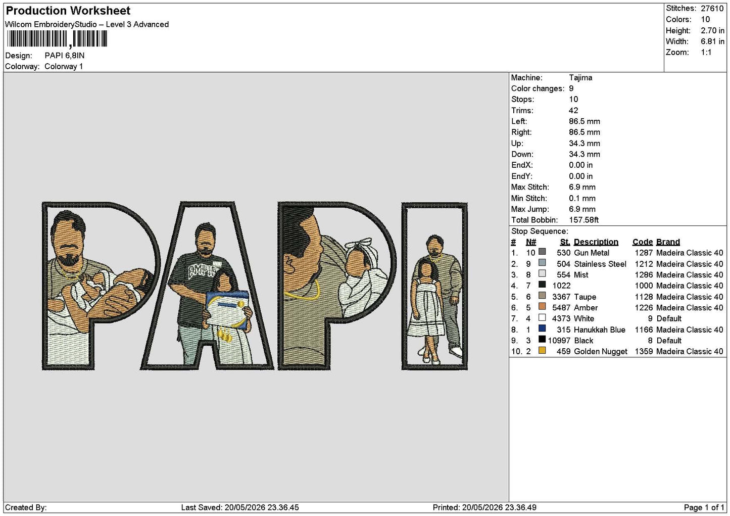 Papi Photo 2005 Embroidery Machine Design File 6 sizes