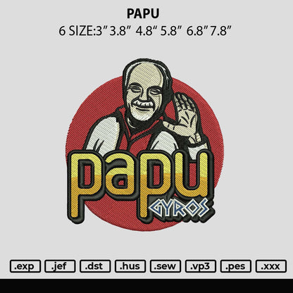 Papu Embroidery File 6 sizes