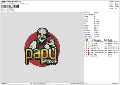 Papu Embroidery File 6 sizes