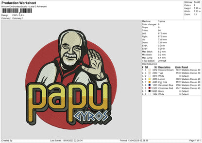 Papu Embroidery File 6 sizes