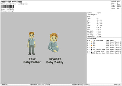Parents Embroidery File 6 sizes