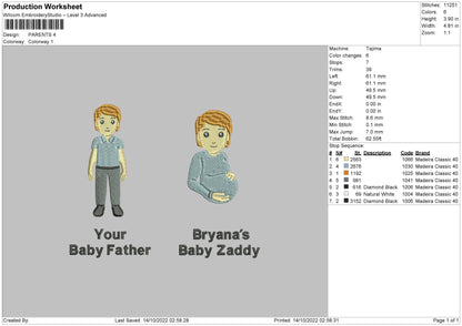 Parents Embroidery File 6 sizes