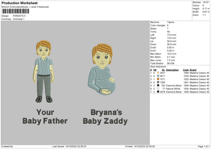 Parents Embroidery File 6 sizes