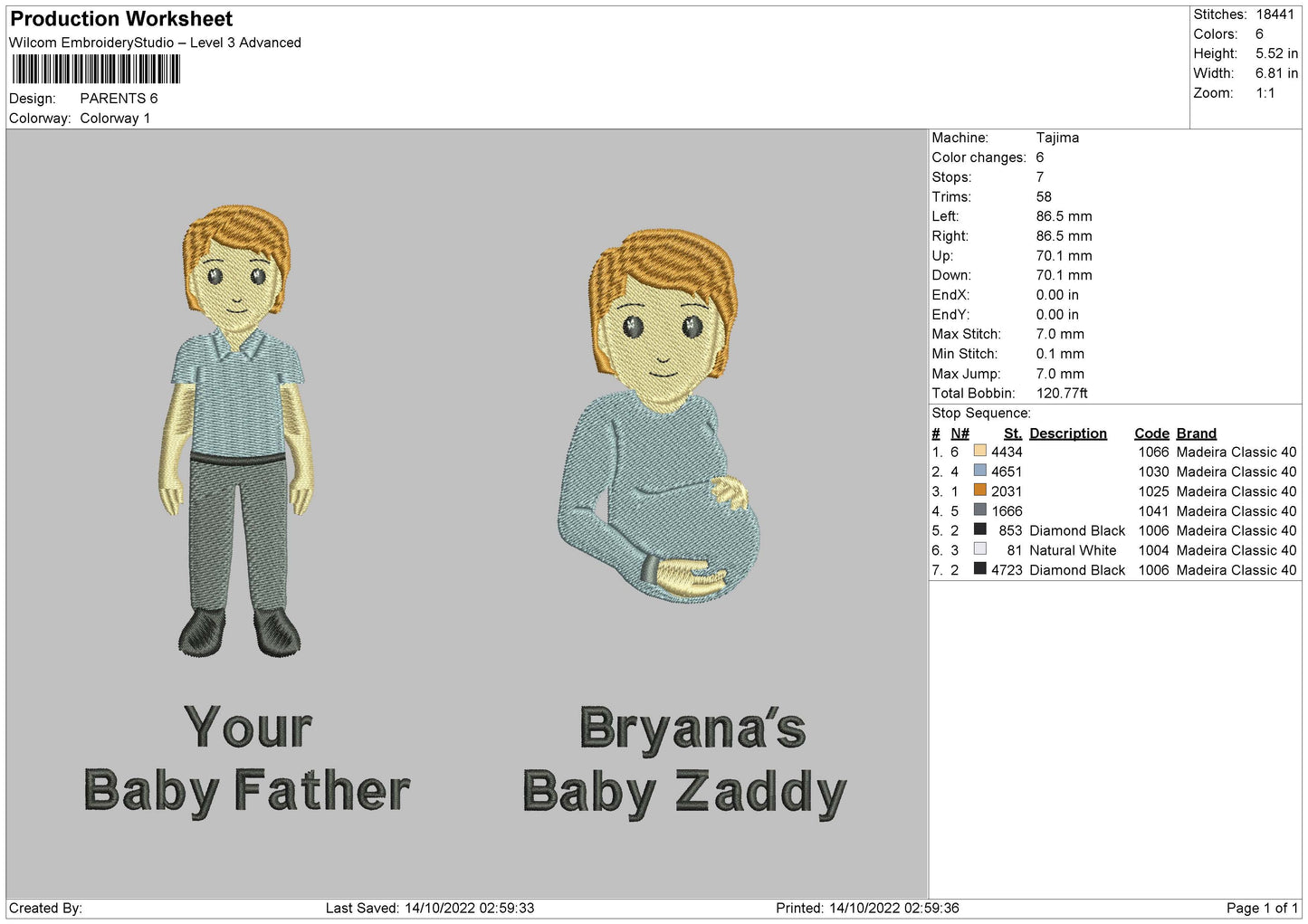 Parents Embroidery File 6 sizes